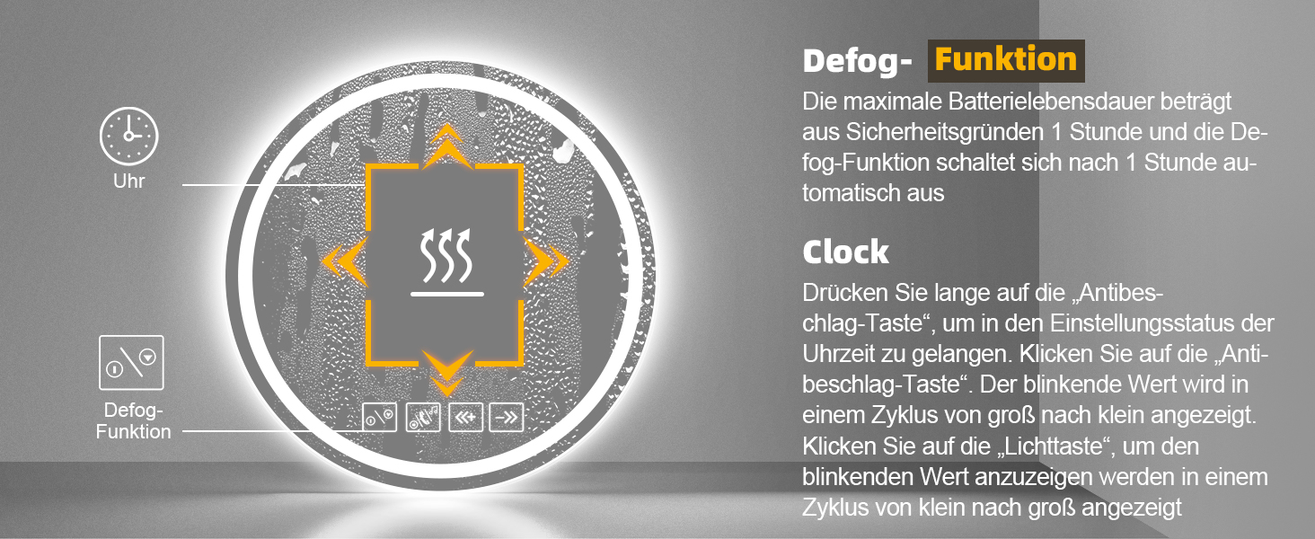 Круглий дзеркало для ванної кімнати з підсвічуванням, 60 см, LED, Bluetooth, сенсорне управління, регулювання кольору (3000K-6500K), диммування, HD-загартоване скло, 600x600 мм