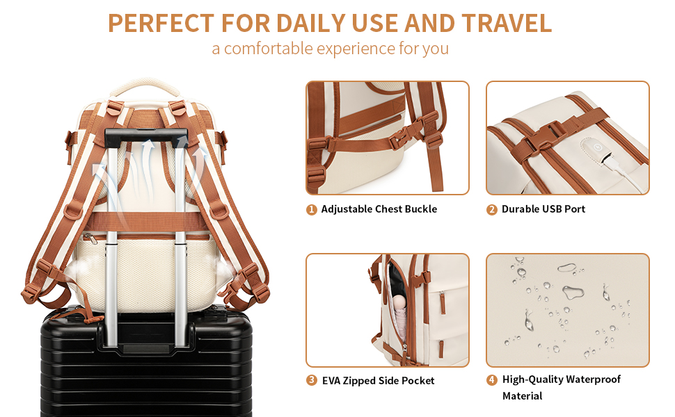 Рюкзак KONO для ручної поклажі 42x30x20, 25L, для ноутбука, Outdoor, для подорожей, спортивний, Weekender, з відділенням для взуття, 42.0 x 30.0 x 20.0 см, Бежевий та Коричневий