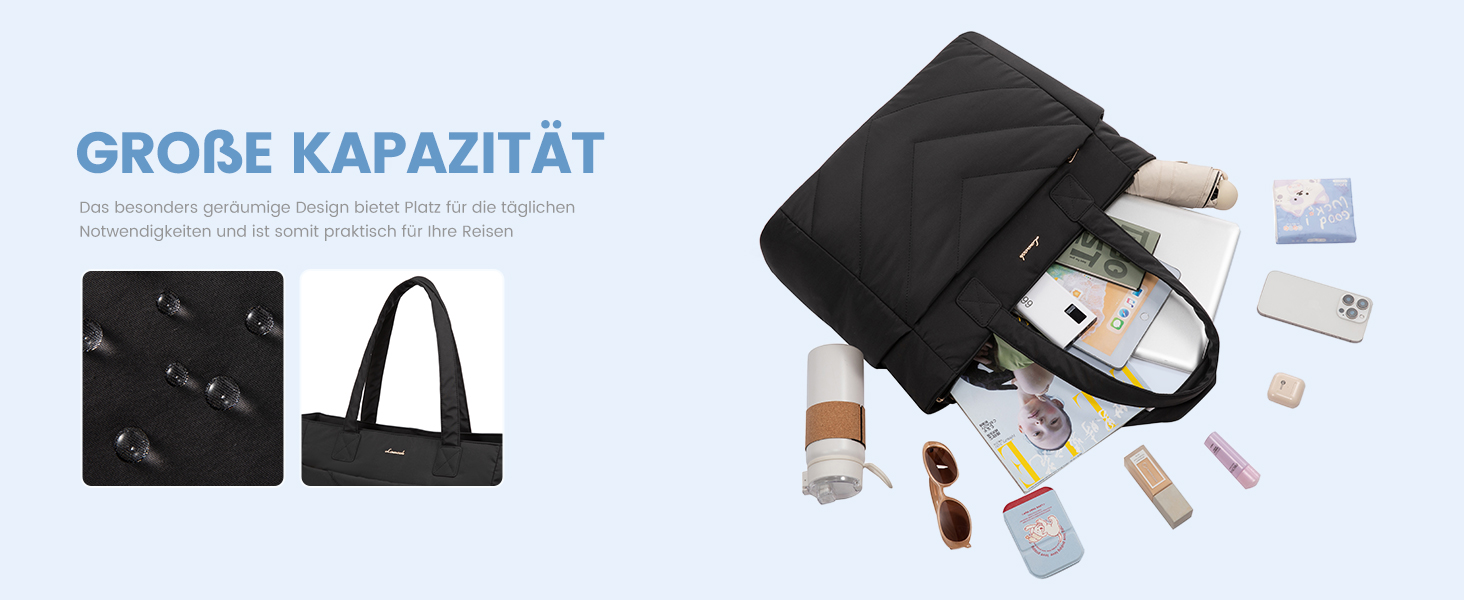 Сумка для ноутбука LOVEVOOK 15.6 дюймів, жіноча: шопер, велика робоча сумка, сумка-шоппер, для навчання, офісу, школи, чорна