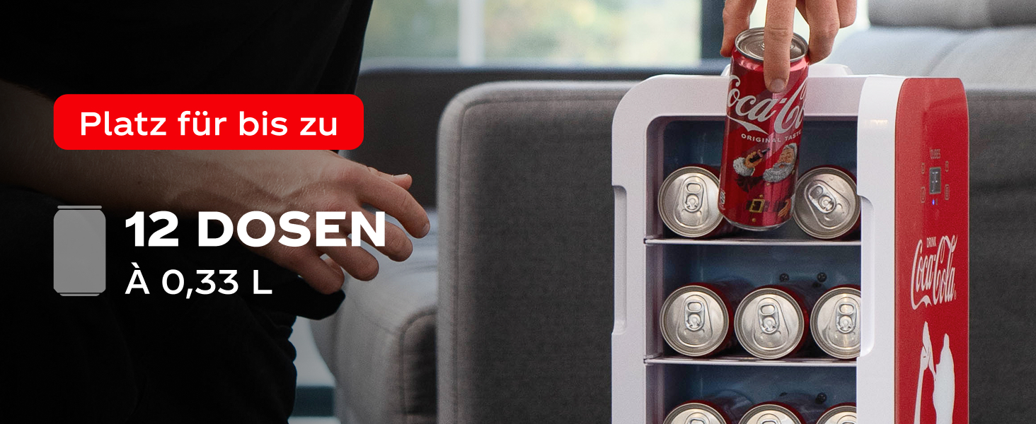 Автомобільний міні-холодильник Coca-Cola °CUBES 9,3л з LCD-дисплеєм та скляними дверцятами, 12В/220В