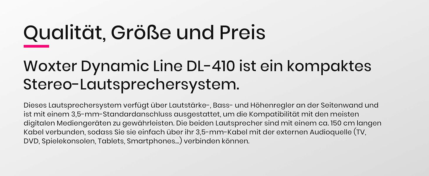 Акустична система Woxter Dynamic Line DL-410 BT: 150W, Bluetooth, дерево, сабвуфер, 4 вуфери, 2 твітери, 3.5mm, RCA, регулювання басів, висот та гучності, чорний колір