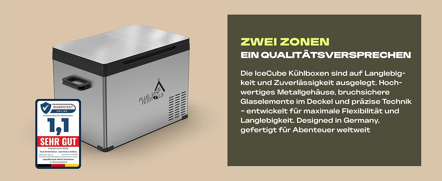 Електрична термохолодильник Plug In Festivals DUAL Ice Cube 23L з компресором -120°C, 12V/230V, App-керування, для авто та кемпінгу
