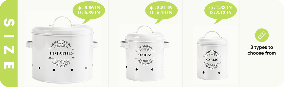 Набір контейнерів для зберігання картоплі, цибулі та часнику з вентиляцією, набір з 3 шт.