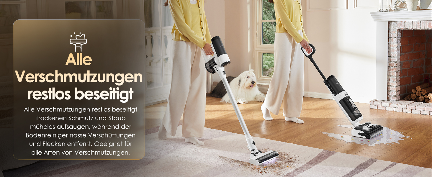 Tineco FLOOR ONE S6 Combo: акумуляторний пилосос 2-в-1 для сухого та вологого прибирання, самоочищення, 60 хв роботи