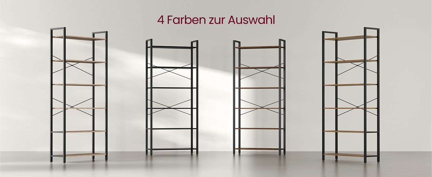 Стелаж VASAGLE з 6 полицями, сталевий каркас, для вітальні, спальні, кабінету, 30 x 80 x 186 см, індустріальний дизайн, вінтажний колір (коричневий + чорний)