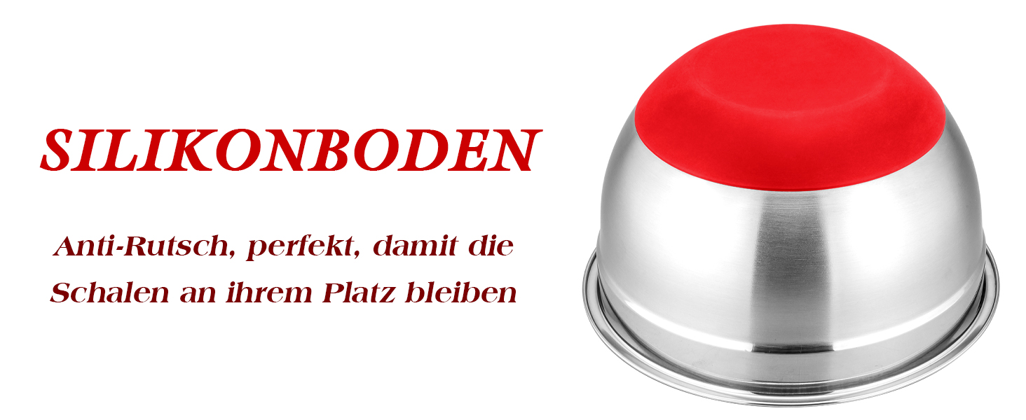 Набір мисок TEAMFAR з нержавіючої сталі: салати, зберігання, приготування їжі. Об'єм: 0.7-6.5 л, з кришкою та силіконовим дном.