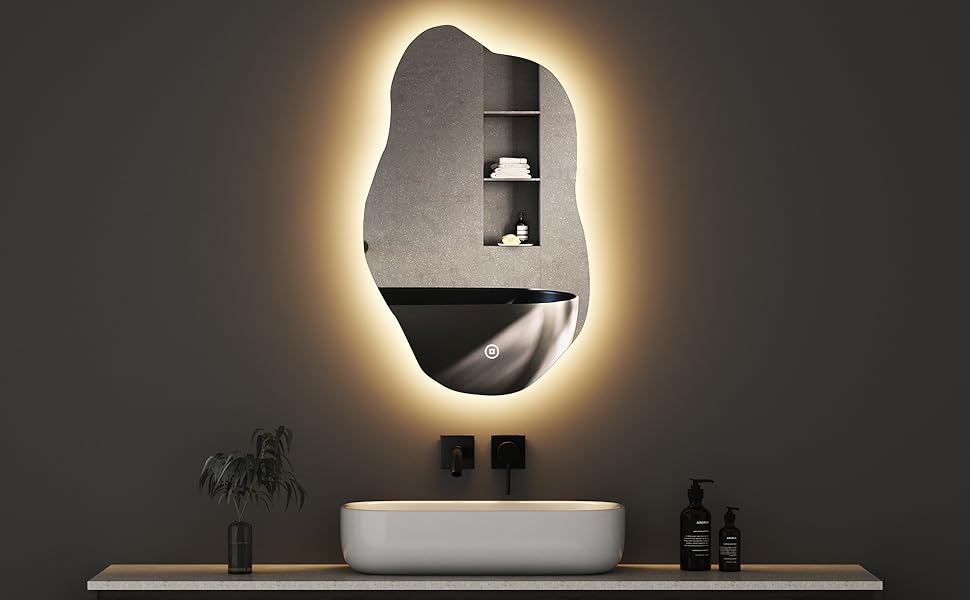 LED дзеркало для ванної кімнати Boromal 100x60 см з підсвічуванням, 3 кольори світла, диммування, сенсорне керування