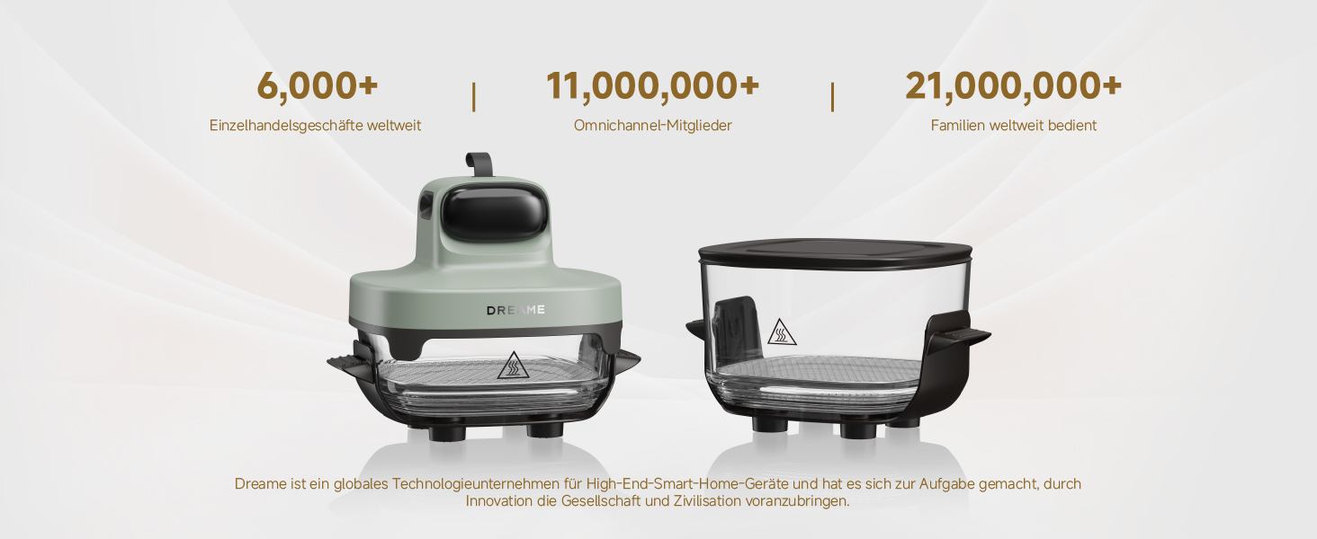 Фритюрниця Dreame Tasti AirFryer 5-в-1 з скляною чашею, 2.5L + 4.5L, 3D-конвекція, сенсорний дисплей, для дому та подорожей