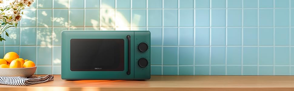Мікрохвильова піч Cecotec Proclean 3010, 20 л, 700 Вт, зелена, з ручним керуванням та грилем