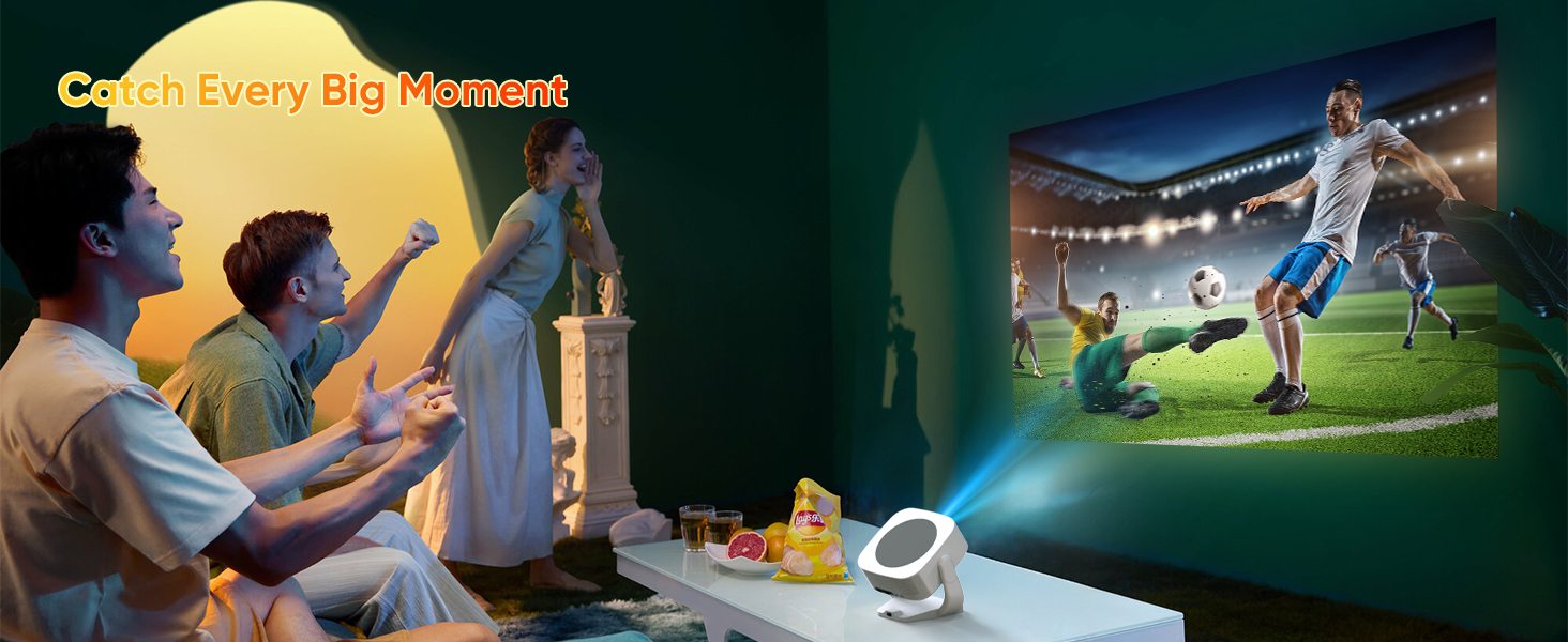 Міні-проектор Beamer 4K 1080P з Wi-Fi/BT, електронним фокусом/автоматичною корекцією трапецеїдальних спотворень, 50% зумом, 270° обертанням для домашнього кінотеатру/відпочинку на природі, сумісний з ноутбуком/смартфоном/мишею