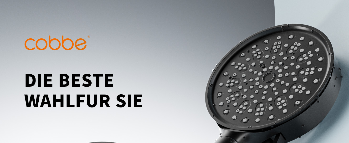 Фільтр для душу Cobbe з шлангом, високонапірна ручна лійка з 20-ступеневою фільтрацією, економна лійка з 6 режимами, підвищувач тиску для жорсткої води, чорний, 6 режимів, шланг