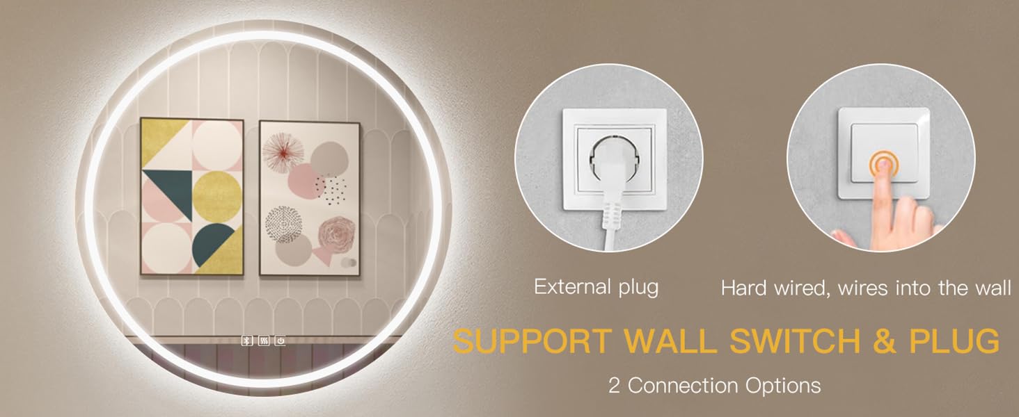 Дзеркало для ванної кімнати Habison з підсвічуванням 70x70 см LED, з годинником, сенсорним вимикачем, регулюванням яскравості, захистом від запотівання, 3-х кратним збільшенням, Bluetooth, 3 кольори світла