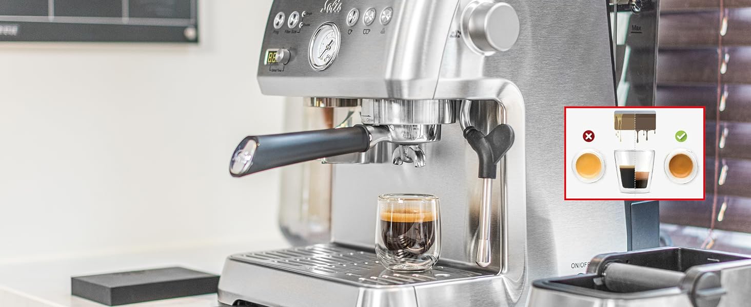 Кавомашина Solis Grind & Infuse Perfetta 1019 з вбудованою кавомолкою та функцією приготування еспресо, капучино та гарячої води - нержавіюча сталь