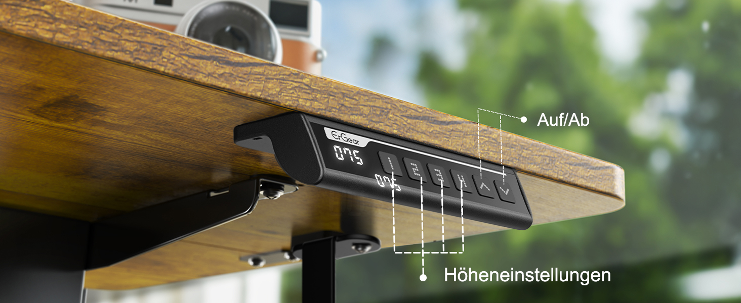 Електричний регульований стіл ErGear 140x70 см з пам'яттю, для дому та офісу, з підключенням, вінтажний, колір дерева