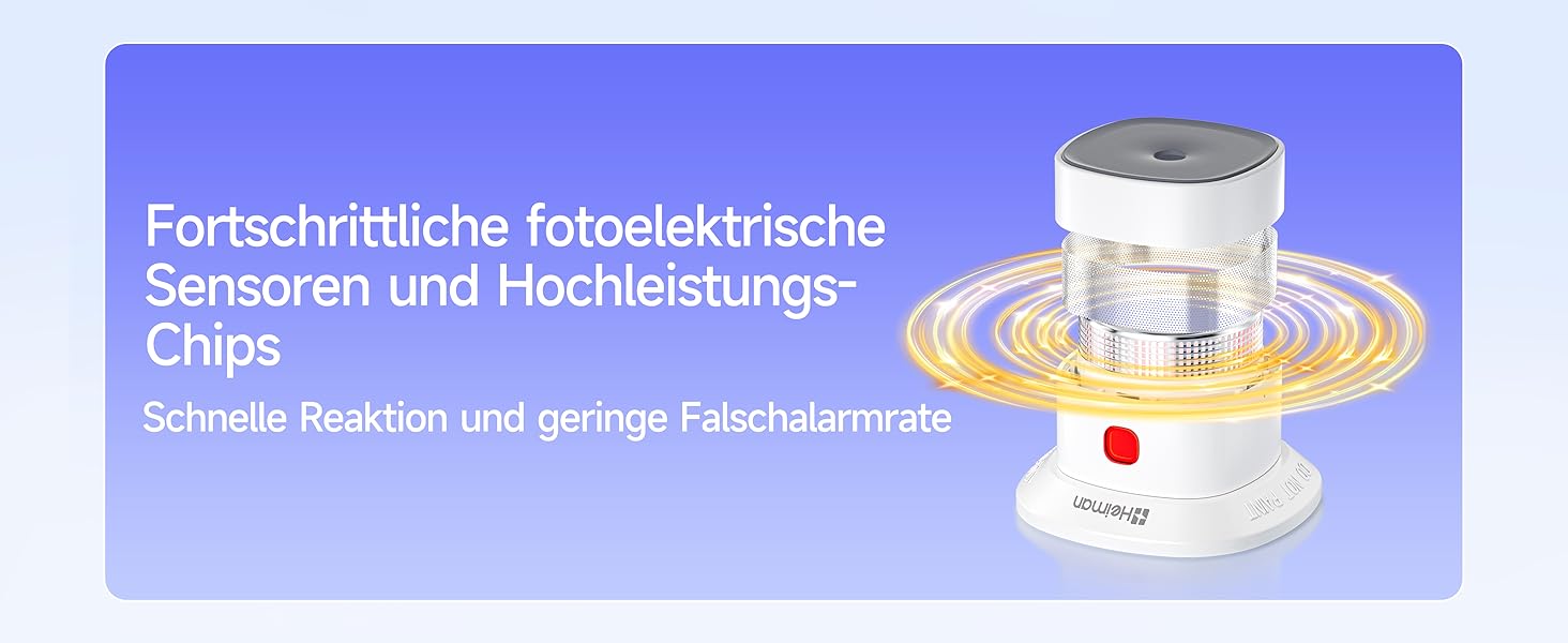 Набір датчиків диму Heiman Mini – 5 шт. з фотоелектричним сенсором, 10 років роботи від батареї, сертифікація EN14604, TÜV, CE, UKCA, DBI, 85 dB, преміум-дизайн