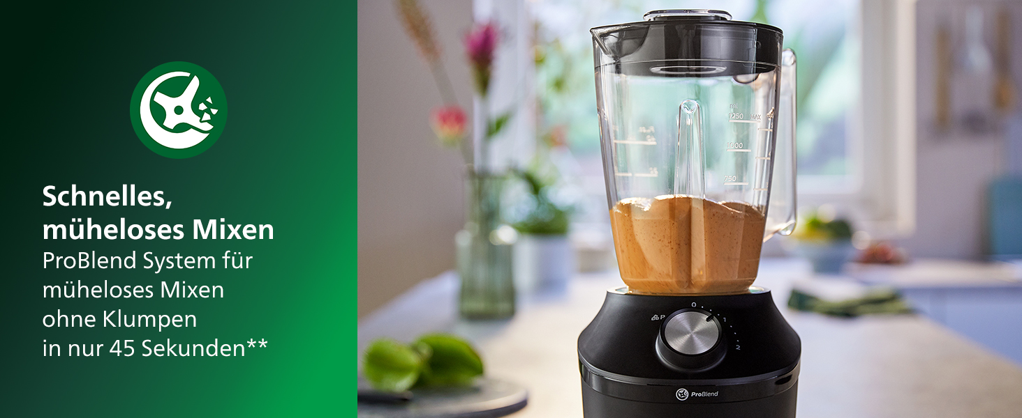 Блендер Philips HR2041/41 450 Вт, ProBlend, 1,9 л, пластикова чаша, з пляшкою, чорний