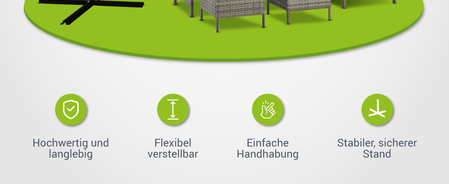 Парасолька від сонця Juskys Brazil 350 см з LED-підсвіткою, сонячною панеллю та ручкою, водовідштовхуюча, з UV-захистом, колір крем/сірий