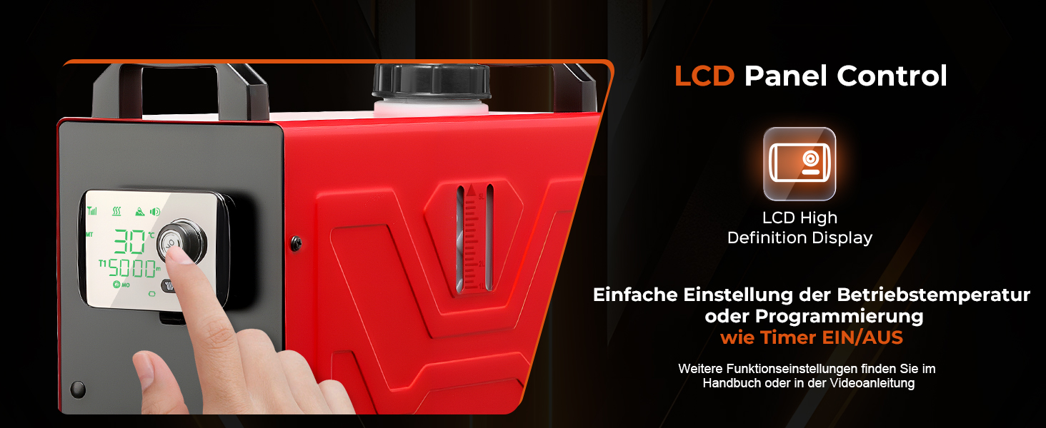 Дизельний обігрівач 8kW, 12V/24V з пультом керування та додатком, для авто, RV, човнів, вантажівок, з LCD-дисплеєм та шумопоглиначем