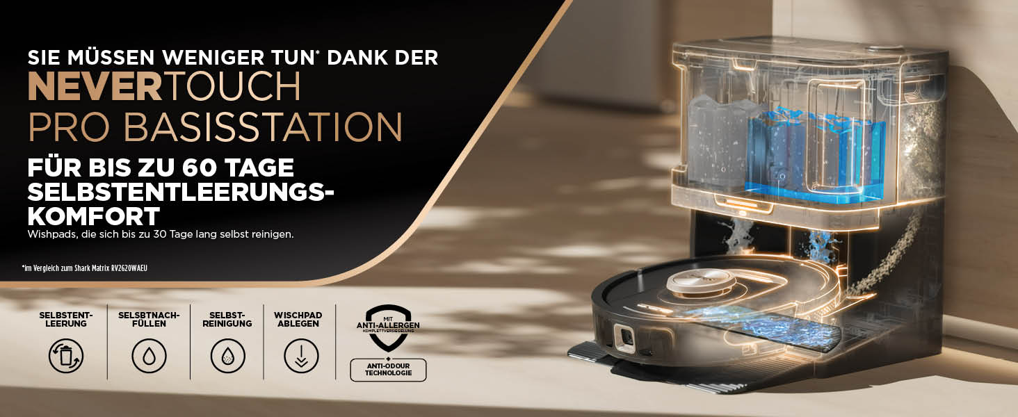 Робот-пилосос та миючий робот Shark PowerDetect RV2800ZEEU: 2-в-1, самостійне очищення, LiDAR-навігація, керування через додаток, чорний