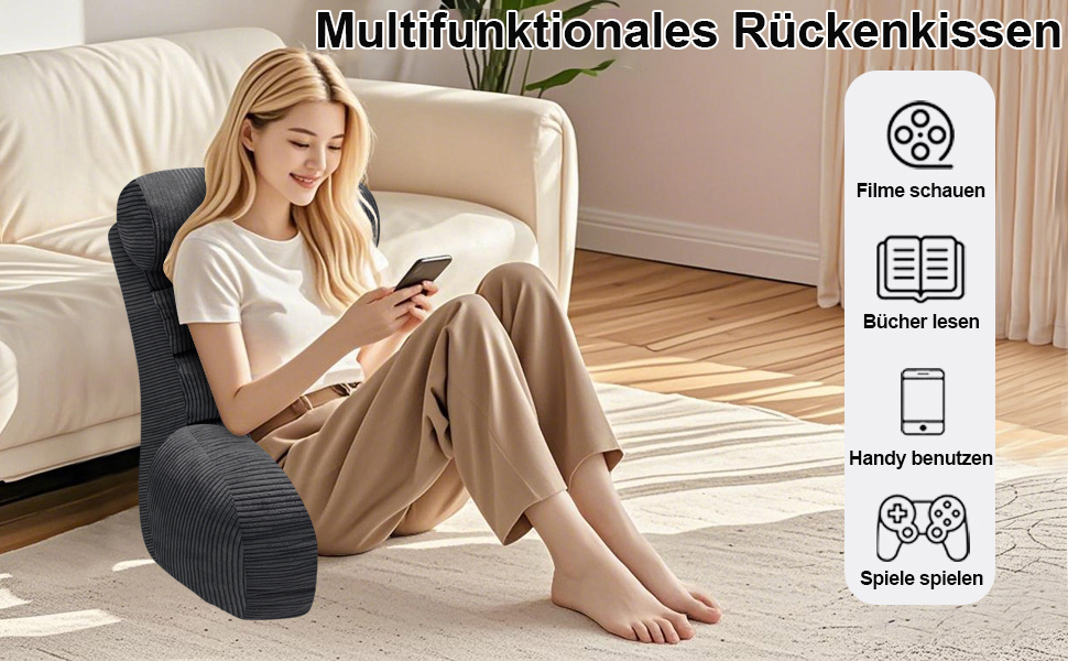 Підлогове крісло-мішок для читання та відпочинку, 65x30 см, сірий (Charcoal)