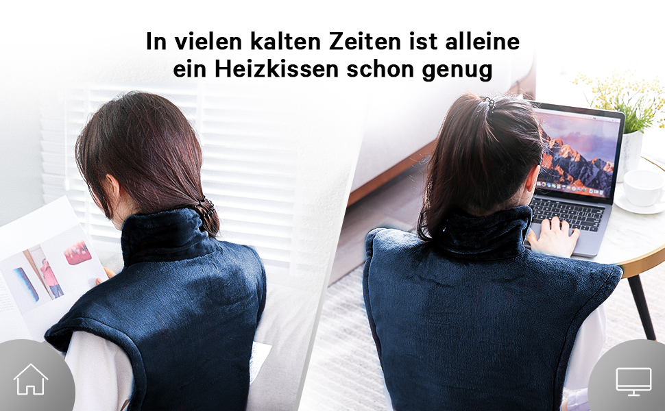 Електричний нагрівальний килимок для спини, шиї та плечей 60 x 85 см, 4 температурні режими, з автовимкненням та захистом від перегріву, можна прати в машині (Блакитний)