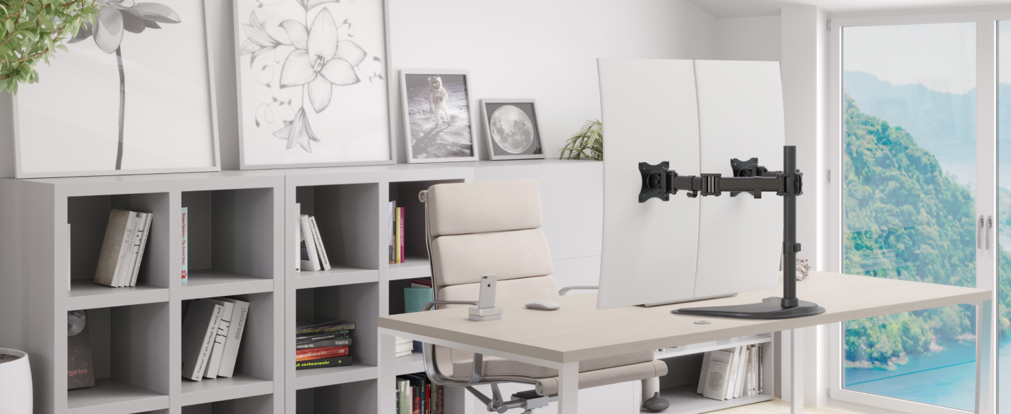 Підставка для монітора RICOO на 2 монітори, Dual Monitor Arm, TS7811 | Підставка для комп'ютерних моніторів 13-27 дюймів