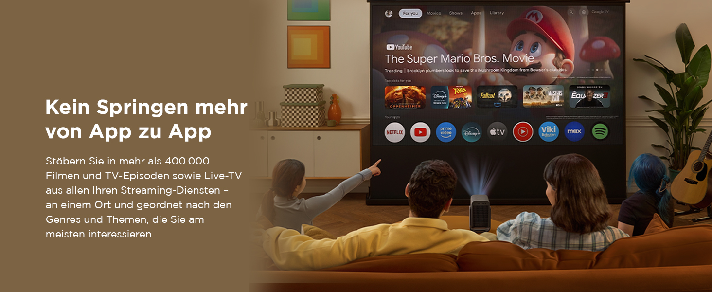 TCL C1 Smart Mini Beamer 4K: Проектор з Google TV, Netflix, Wi-Fi, Bluetooth, Автофокус, Keystone, Dolby Audio 8W