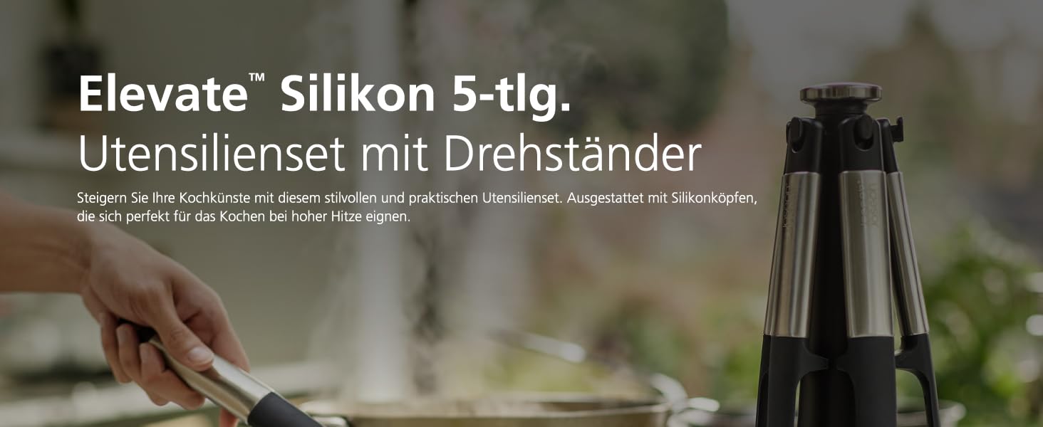 Набір кухонних аксесуарів Joseph Joseph Elevate 5 шт. з силікону, BPA-free, антипригарне покриття, нержавіюча сталь
