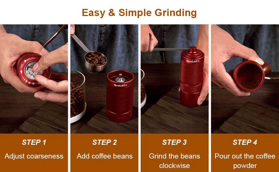 Ручна кавомолка M6 для приготування еспресо, 25г, з шліфувальним механізмом Hexagonal, портативна, червона