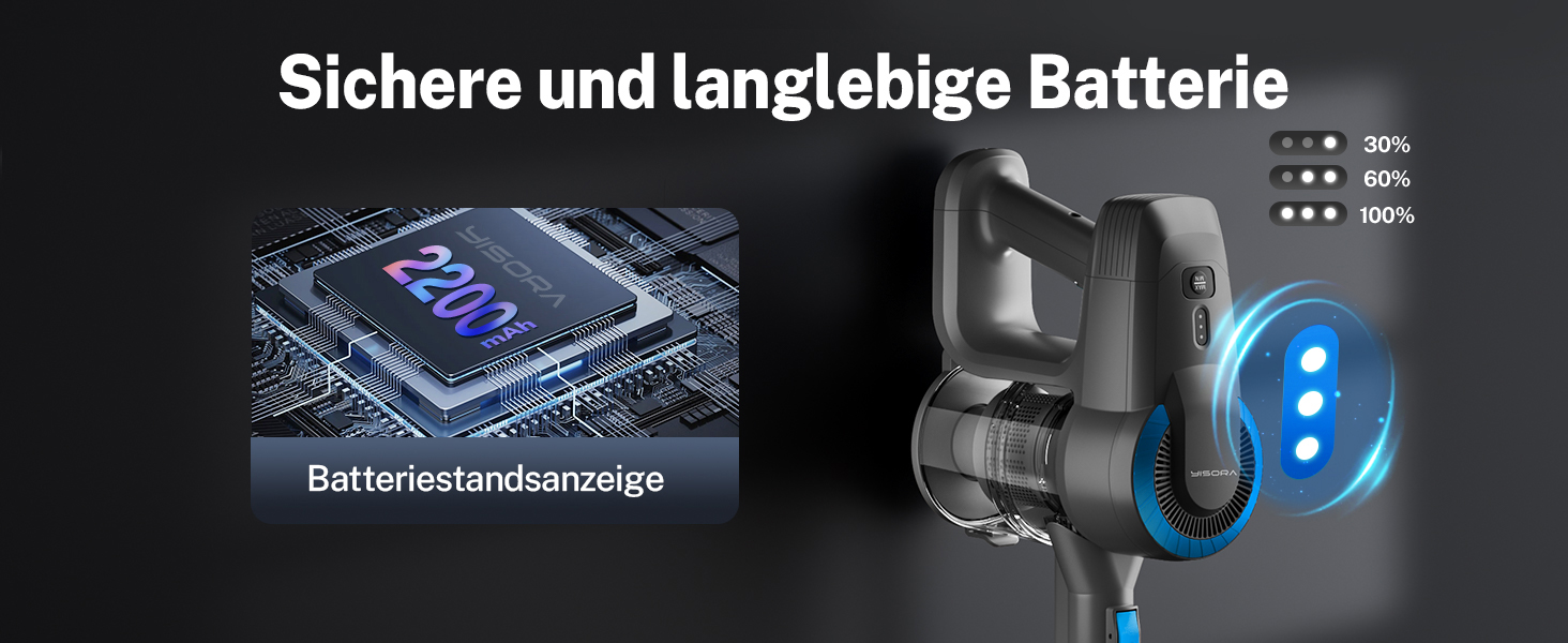Бездротовий акумуляторний пилосос для дому, 25000Pa, 175W, 50 хвилин роботи, антизаплутана щітка, самостійна парковка, легкий, для килимів, твердих поверхонь, шерсті тварин (блакитний)