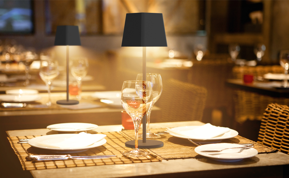 LED акумуляторна настільна лампа K-Bright з регулюванням яскравості, тепле світло, для дому та вулиці, USB-C, 3000K, чорний