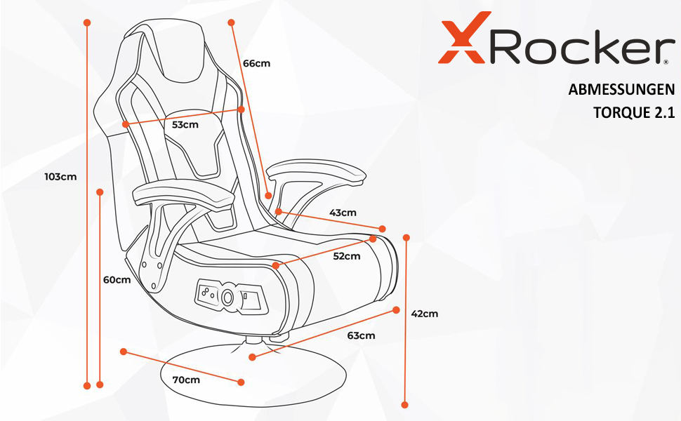 Ігрове крісло X Rocker Torque 2.1 зі звуковою системою, вібрація та Bluetooth, червоний