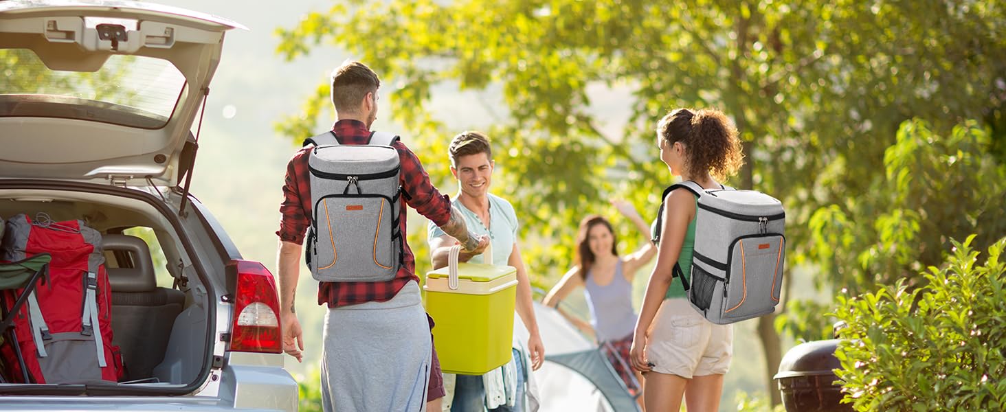 Рюкзак-холодильник Estarer 35L сірого кольору: для пікніків, кемпінгу та пляжу. З відкривачем для пляшок, водонепроникний.