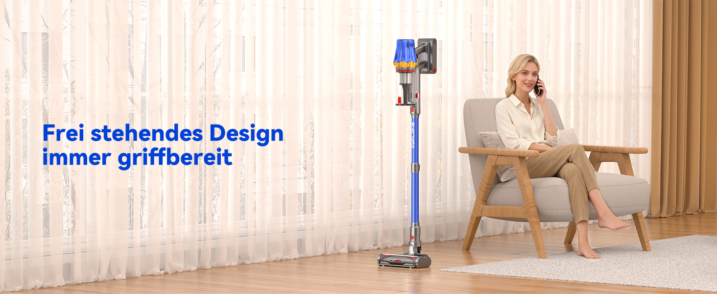 Акумуляторний пилосос H9 58000 Па, 650 Вт, 80 хв, бездротовий з LED-дисплеєм, для шерсті тварин, килимів та підлоги, синій