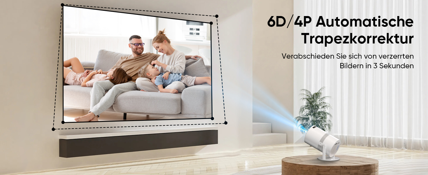 Міні-проектор Smart Beamer з Android OS, WiFi 6 та Bluetooth, Full HD 1080P, поворот на 210°, автокоррекція трапеції та 50% зум для дому та вулиці
