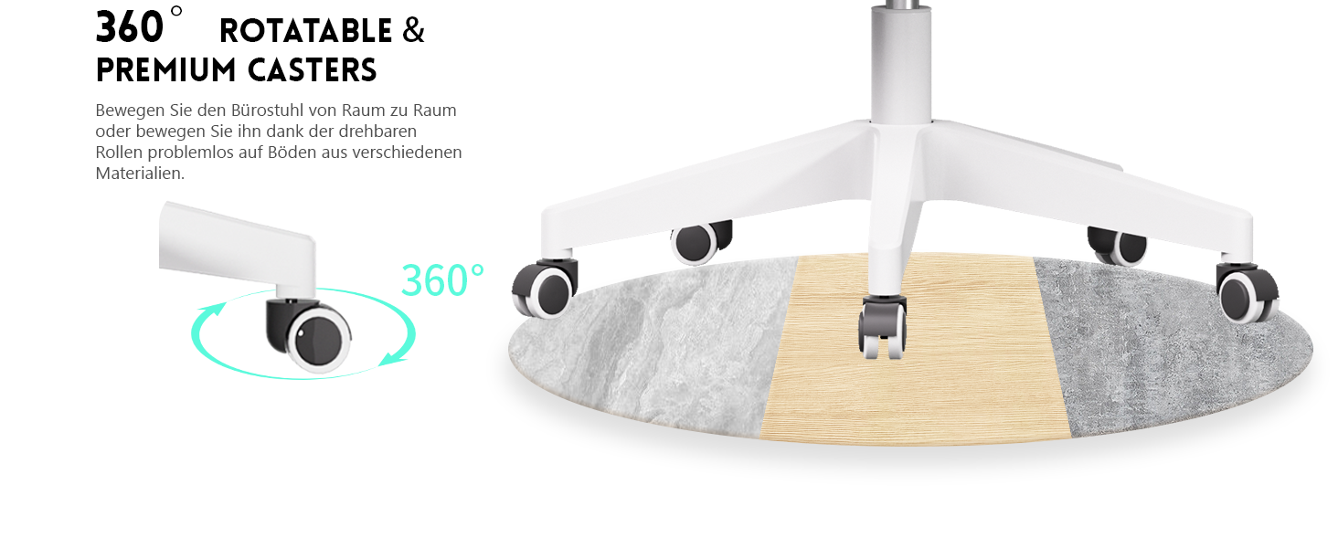 Ергономічне крісло для офісу та геймінгу, широке сидіння, регульовані підлокітники, біло-сіре, 90° підйом підлокітників