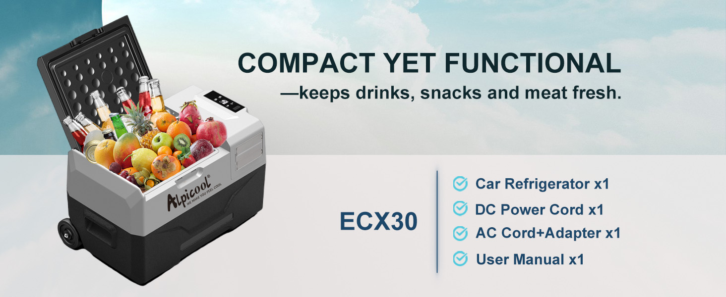 Автомобільний холодильник Alpicool CX50 50л компресорний, портативний, з USB, колесами та телескопічною ручкою для авто, кемпінгу, вантажівок, човнів