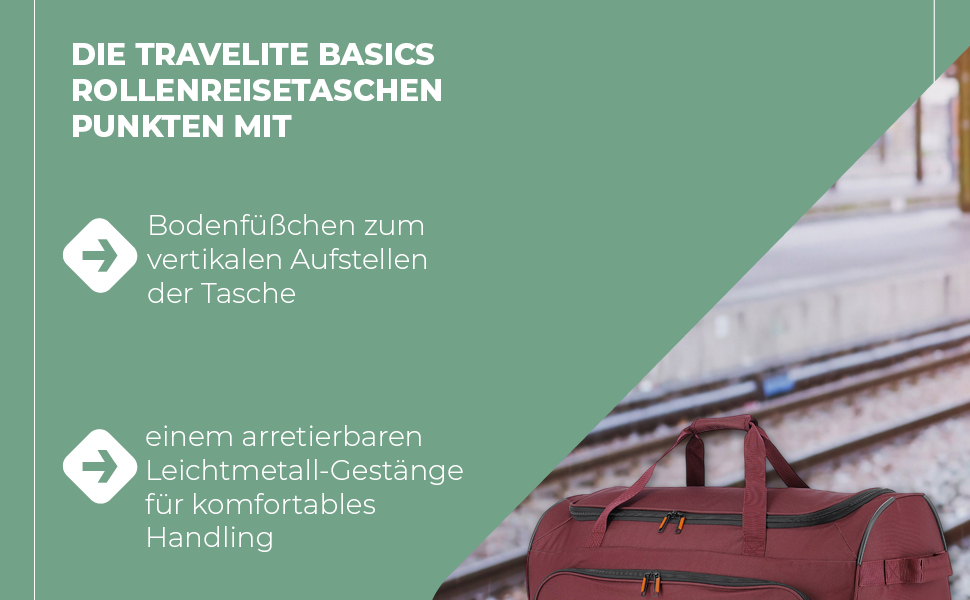 Дорожня сумка на колесах Travelite Basics Fresh L, 89 л, бордова, 71 см