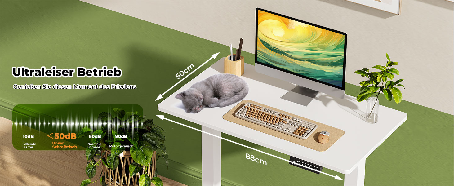 Електричний регульований стіл Gibbon Mounts 88x50 см для дому та офісу, білий