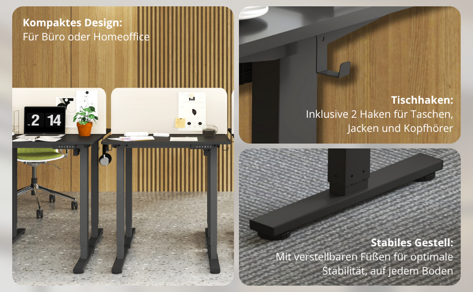 Регульований по висоті письмовий стіл MiniDesk, чорний (73–118 см)