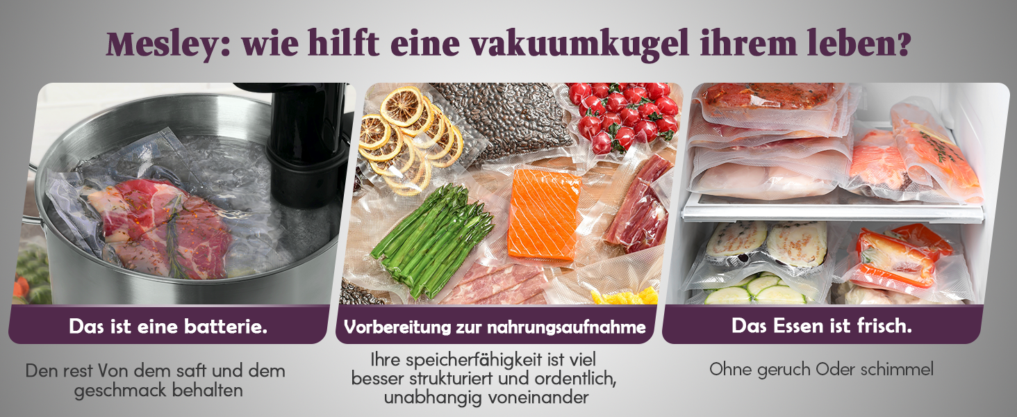 Вакууматор Mesliese для продуктів, 140 Вт, 95 кПа, з подвійним швом, вбудованим різаком та відсіком для рулонів, сірий