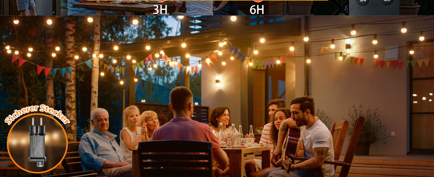 LED гірлянда для зовнішнього використання, G40 лампочки, ABS пластик, сонячна, вологостійка, для романтичного декору саду та балкону (24V, 20M, 33 лампочки)