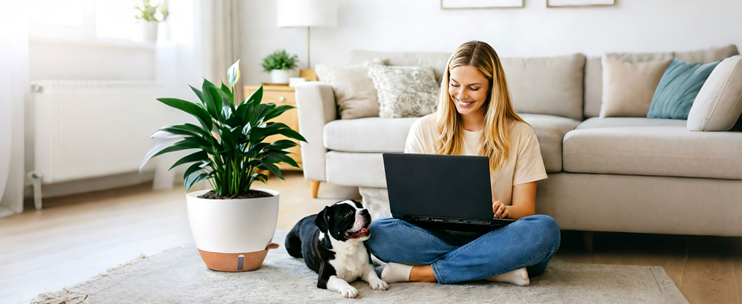 Набір 4 самополивні горщики для квітів T4U з індикатором рівня води, легкі у догляді, великі (25 см, білі)