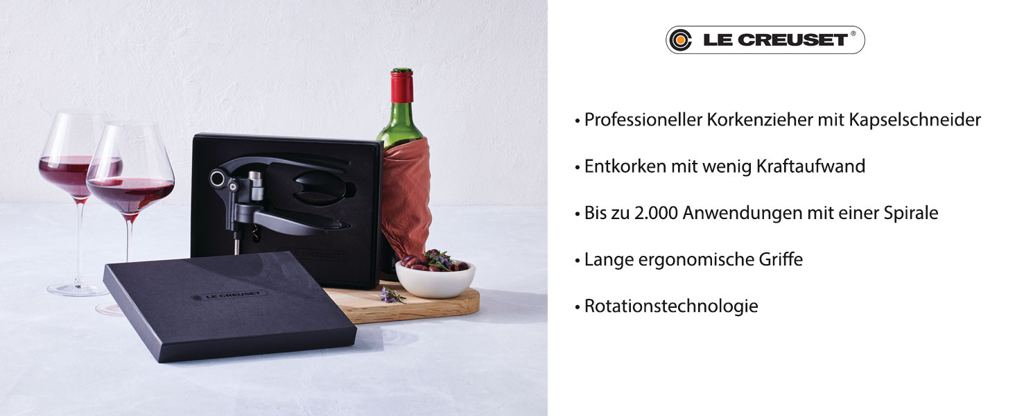 Набір викруток для вина Le Creuset з різаком для ковпачків, чорний/сріблястий, метал