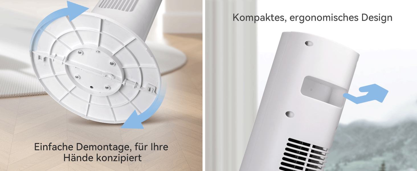Вентилятор Tower Aigostar Turmventilator з пультом, 70° осциляція, таймер 7 год, 3 режими/швидкості, енергоефективний, 2 шт.