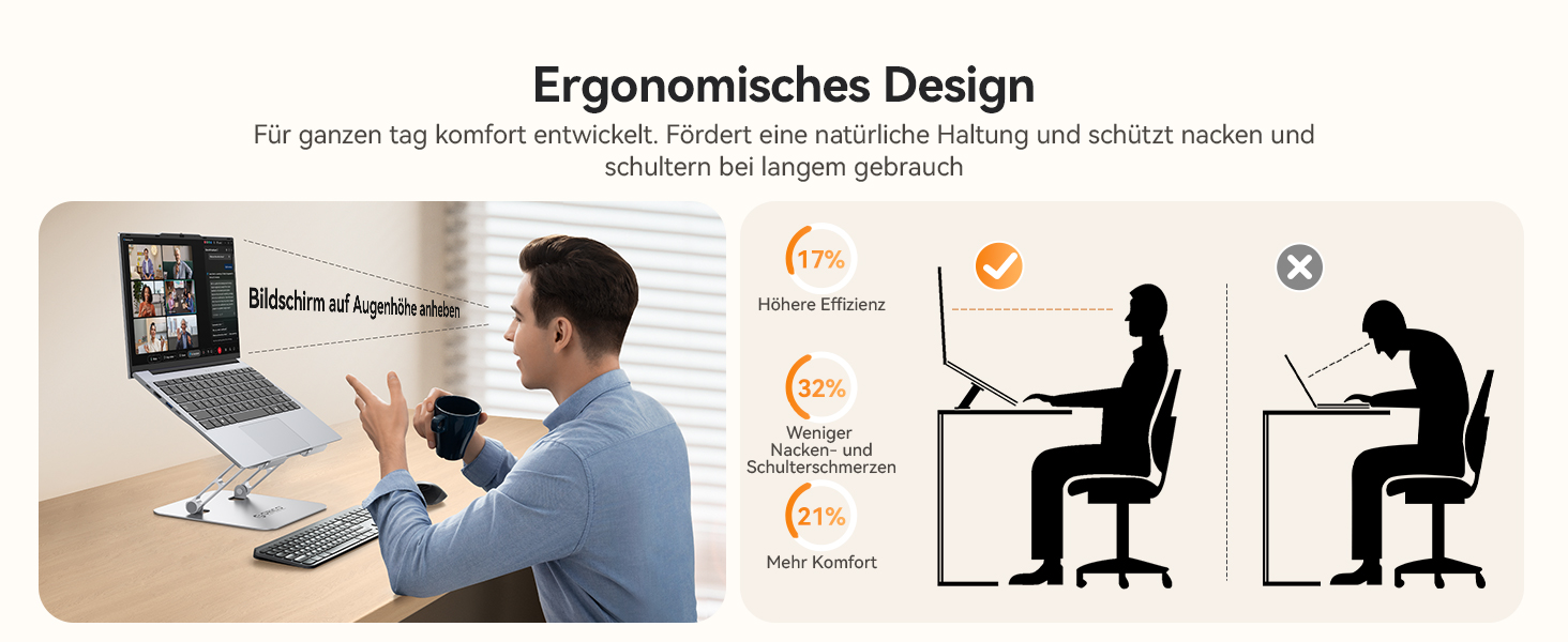 Підставка для ноутбука Orico ST11, регульована висота, складна, алюміній, вентильована, ергономічна, сумісна з MacBook Air/Pro та ноутбуками 10–17