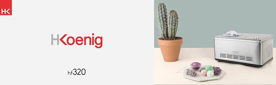 Електрична машина для приготування льоду H.Koenig HF320, 1.5 л, 135 Вт, з охолодженням, для льоду, замороженого йогурту та сорбету