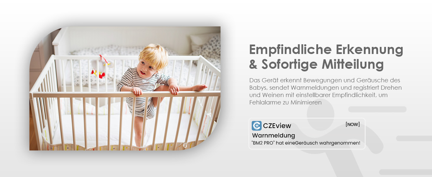 Відеоняня з камерою 2K HD Wi-Fi Babyphone з додатком, 360° огляд, 4x Zoom, нічний режим, датчик руху/плачу/звуку, термометр, чорний - 1 камера