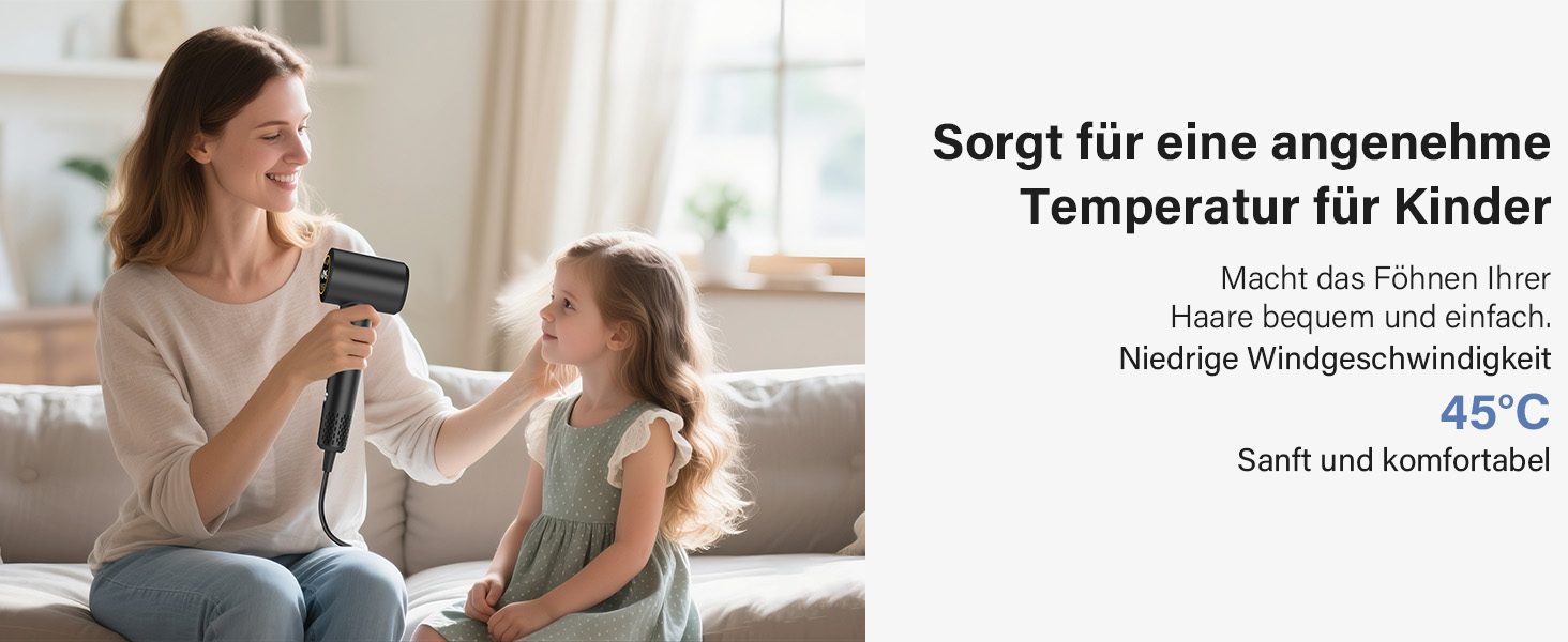 Професійний фен для волосся з дифузором, безщітковий мотор 110 000 об/хв, 400 млн плазмових іонів, низький рівень шуму 57дБ, чорний