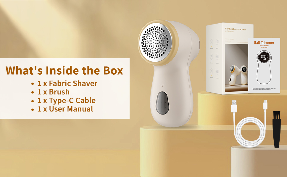 Електричний видальник для одягу та меблів, видалення ворсу, 6-лезове, перезаряджуваний, з цифровим дисплеєм, білий